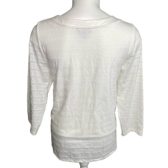 Jones New York White Round Split Neck‎ with Tie Top Sz Small - Picture 3 of 10